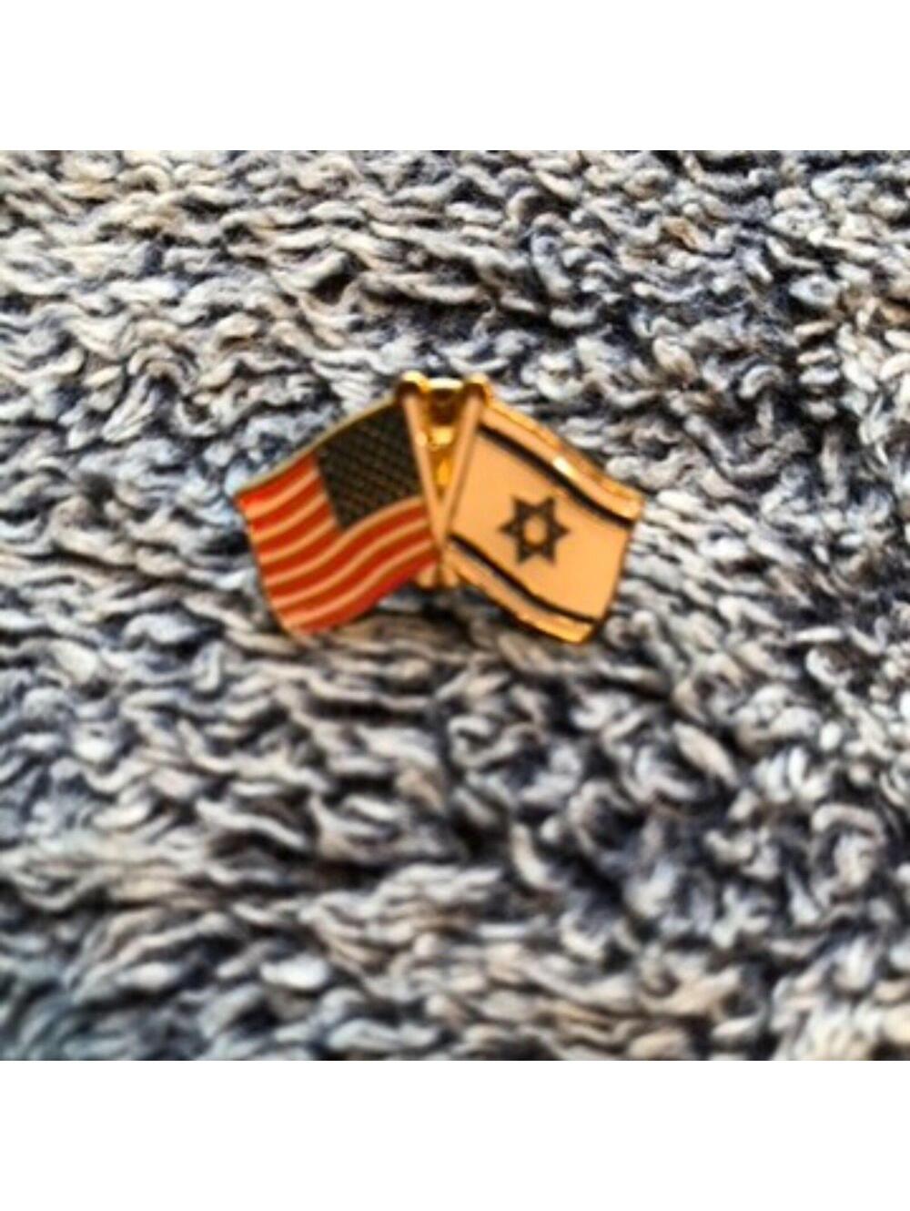 Israel & USA Friendship Flag LAPEL PIN Hat/Shirt Badge Israeli Jewish Star David